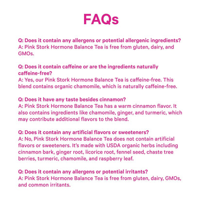 Pink Stork Hormone Balance Tea for Women – Red Raspberry Leaf & Chasteberry (Vitex) – Organic Herbal Tea for PMS, Menstrual Cycle & Perimenopause Support – Caffeine-Free Cinnamon Blend – 30 Cups - Maple Wellness Supplements