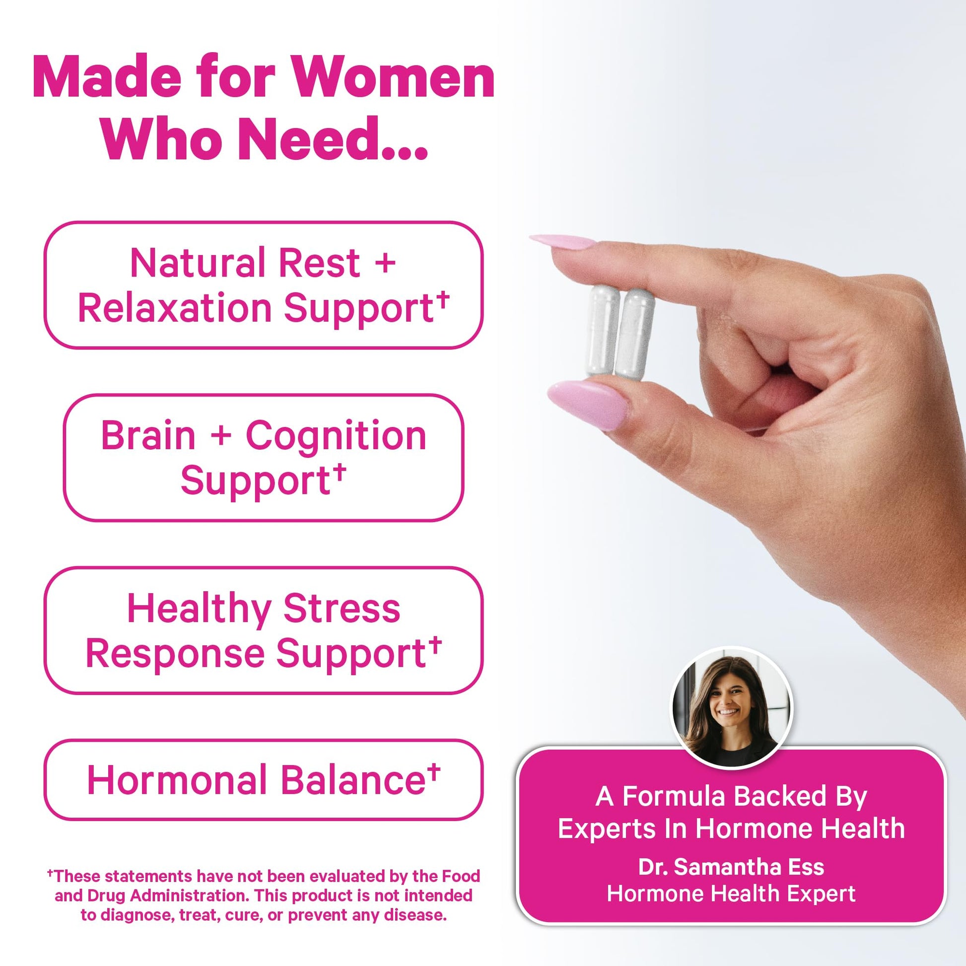 Pink Stork Magnesium Complex for Women - 8 Forms Including Glycinate, Malate, Citrate & L-Threonate - Stress, Sleep, Muscle & Hormone Support - 400 mg Elemental Magnesium - 60 Vegan Capsules - Maple Wellness Supplements