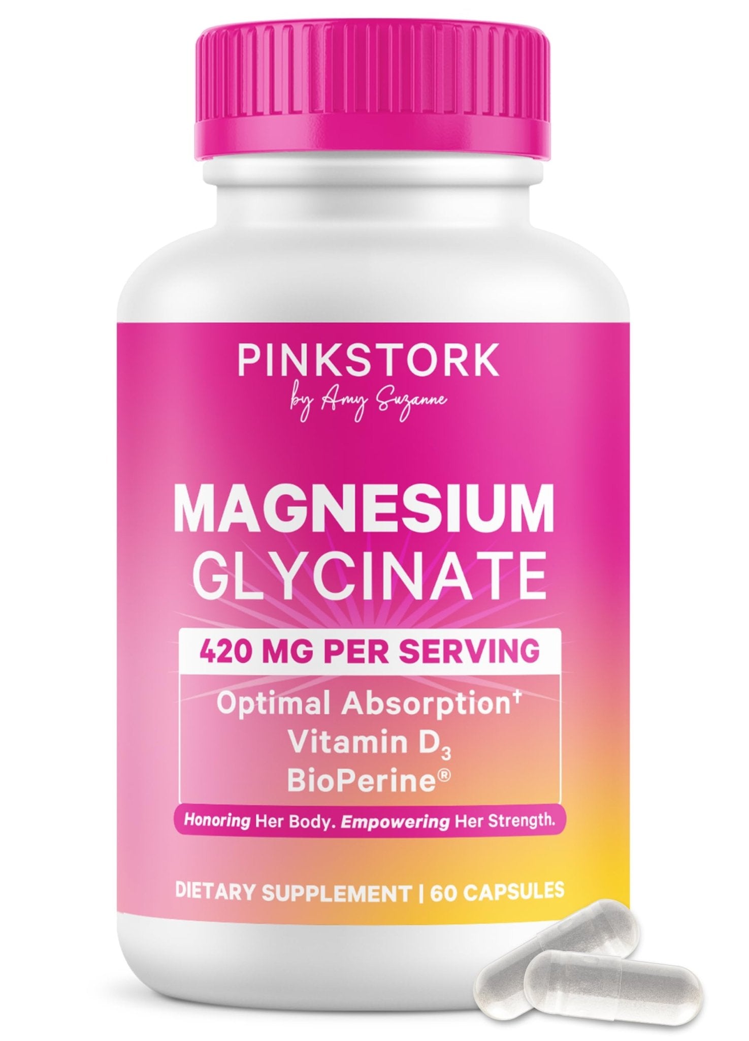 Pink Stork Magnesium Glycinate with Vitamin D - Magnesium Supplement for Women to Support Natural Calm, Mood, and Sleep - Hormone Balance for Women - Maple Wellness Supplements