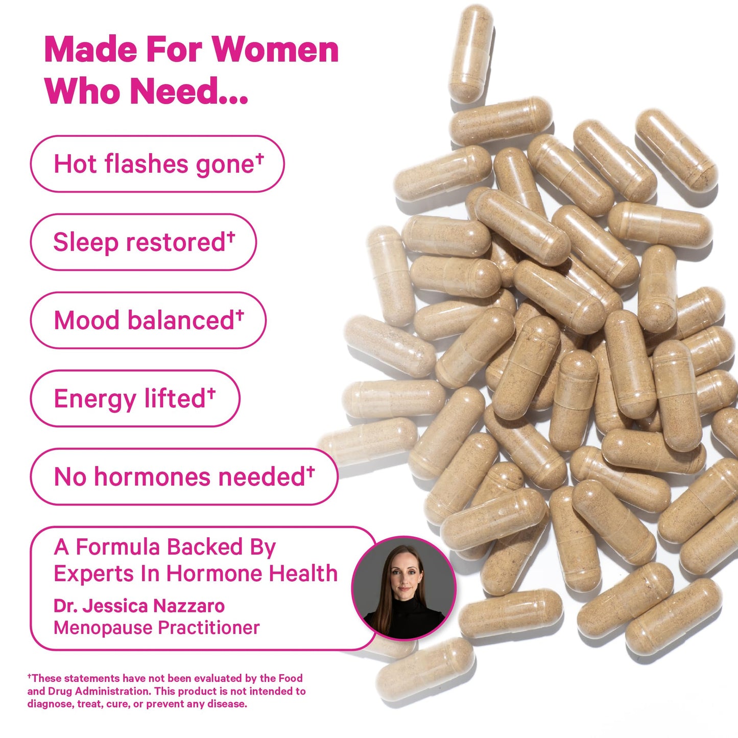 Pink Stork Menopause Support for Women - Hot Flash, Mood, Sleep, Weight, Cortisol & Hormonal Balance - Vegan, Estrogen-Free Perimenopause Relief - Ashwagandha, Maca - 60 Capsules - Maple Wellness Supplements