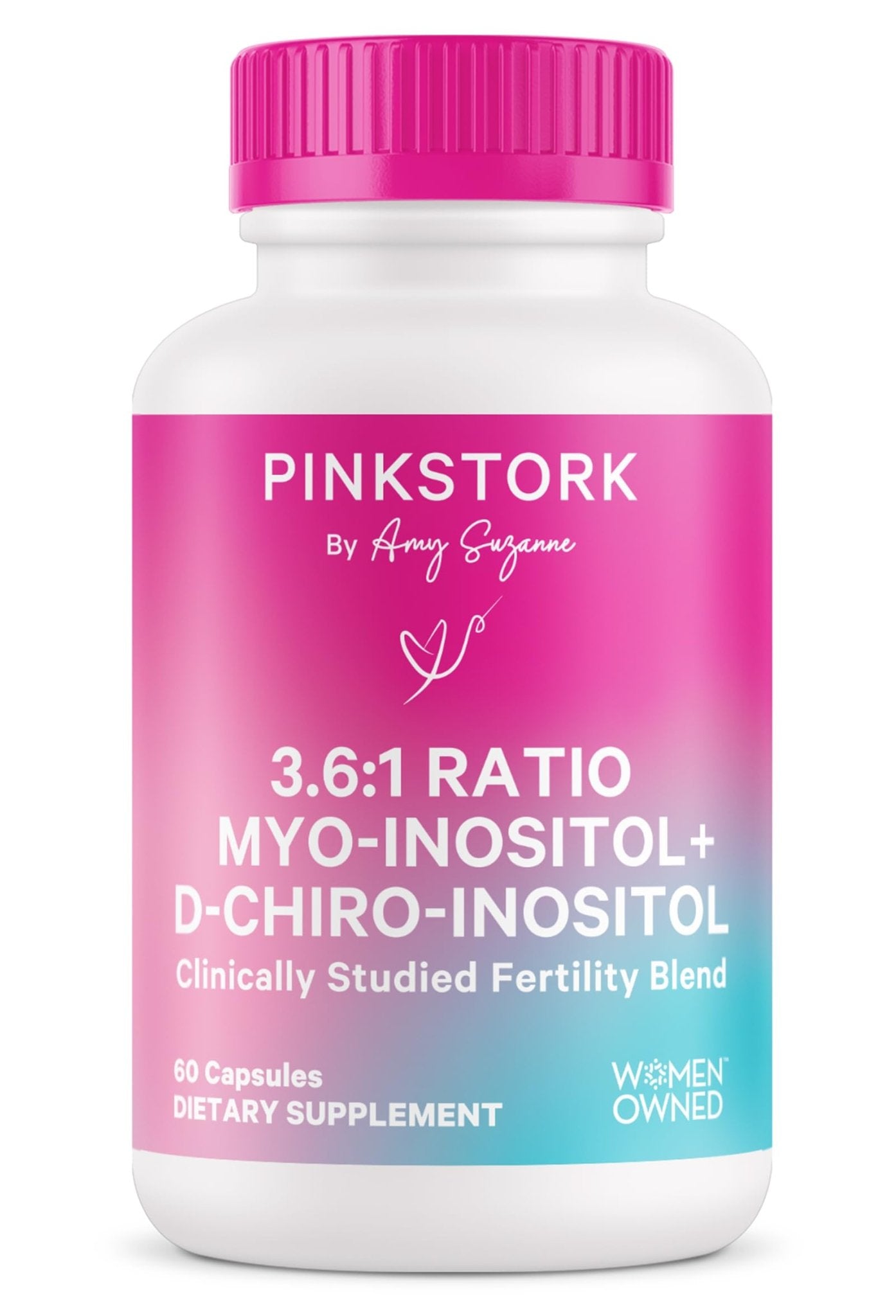Pink Stork Myo-Inositol & D-Chiro Inositol: 3.6:1 Blend to Support Fertility, Hormone Balance for Women - Ovarian Function, Ovulation, Conception, and Period Support Supplement - 60 Capsules - Maple Wellness Supplements