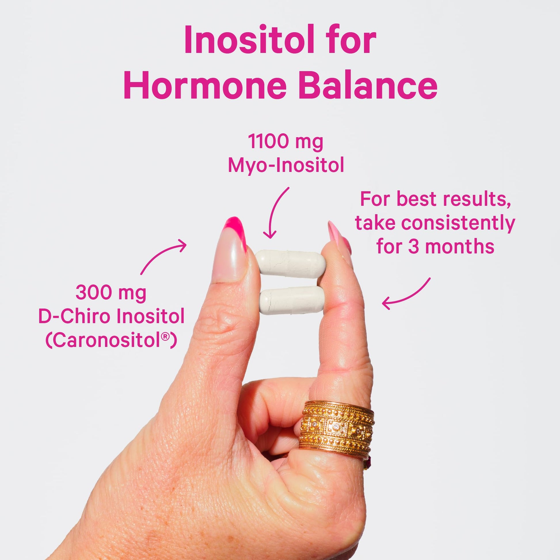 Pink Stork Myo-Inositol & D-Chiro Inositol: 3.6:1 Blend to Support Fertility, Hormone Balance for Women - Ovarian Function, Ovulation, Conception, and Period Support Supplement - 60 Capsules - Maple Wellness Supplements
