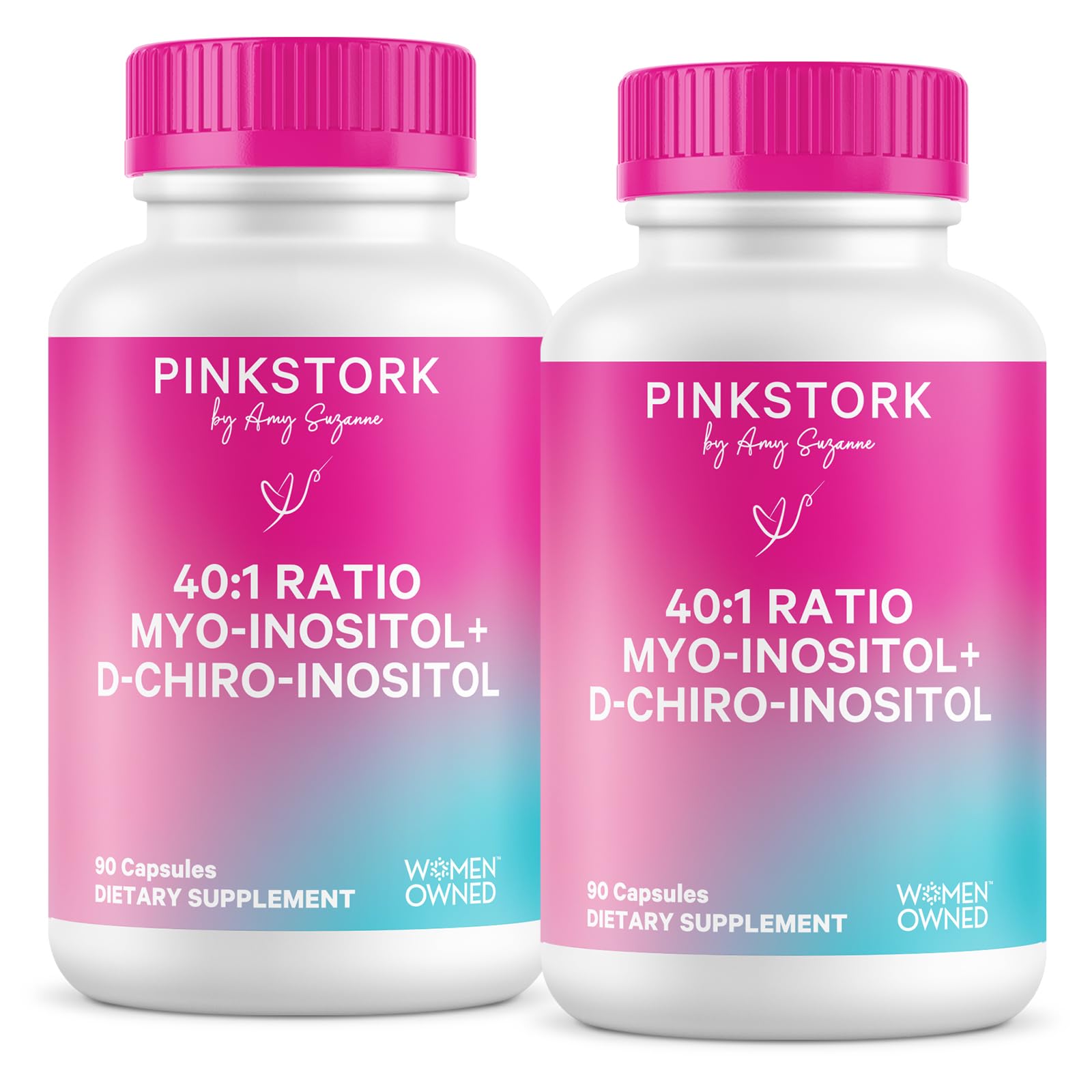 Pink Stork Myo-Inositol & D-Chiro Inositol Supplement - Hormonal Balance for Women - Ovarian Support - 40:1 Ratio - Fertility Supplements for Women - 180 Capsules, 2 Month Supply - Maple Wellness Supplements