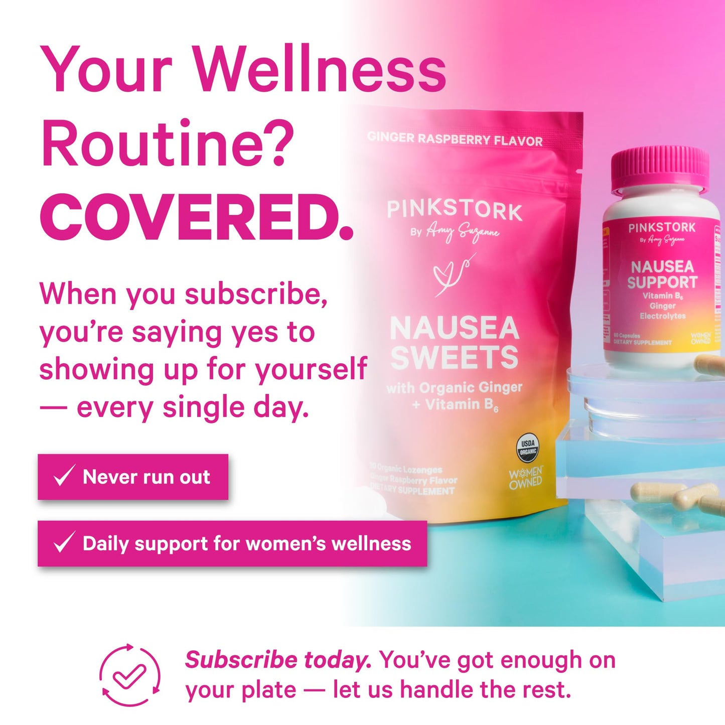 Pink Stork Organic Peppermint Sweets for Morning Sickness and Motion Sickness Support, Added Vitamin B6, 1st Trimester Pregnancy Must Haves - 30 Wrapped Peppermint Candies - Maple Wellness Supplements
