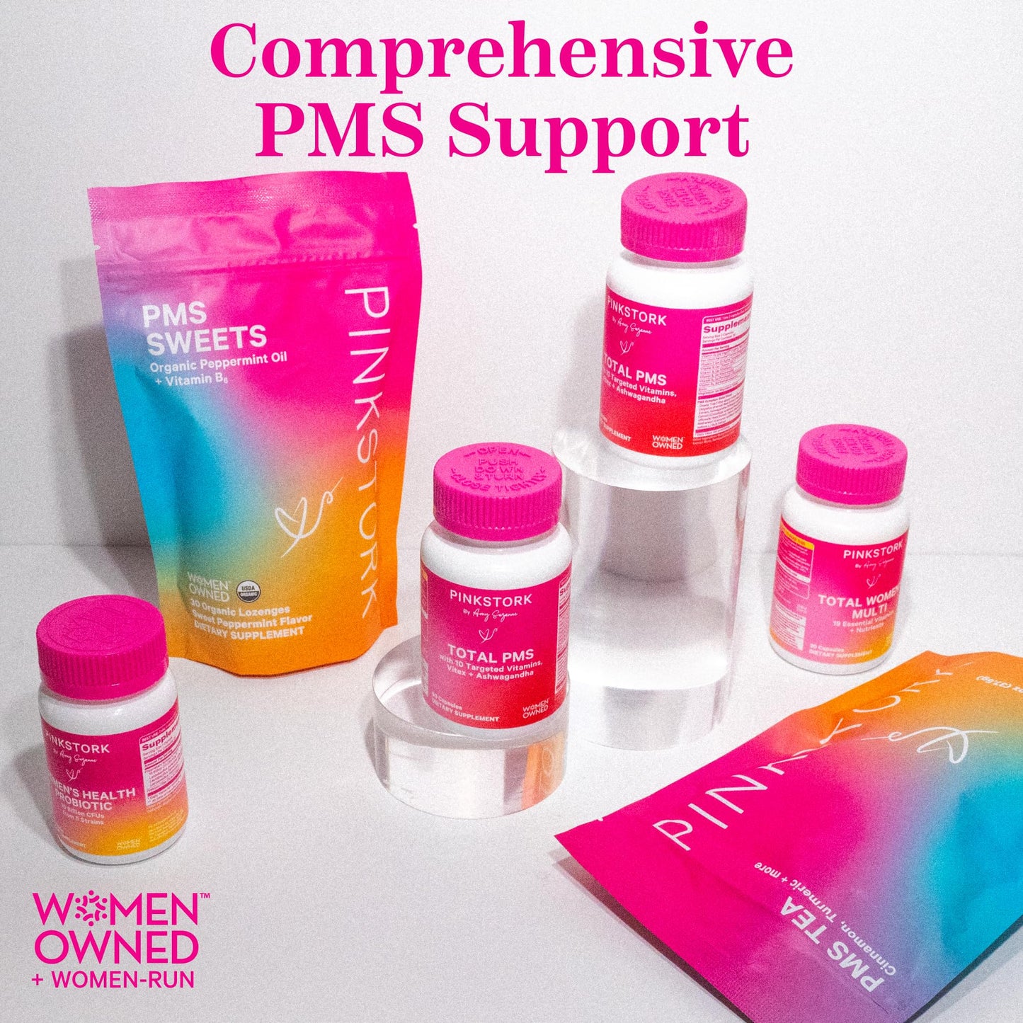 Pink Stork PMS Supplement for Women - Vitex, Ashwagandha, Maca Root & 10 Vitamins & Minerals to Support Hormone Balance, Mood, Bloating, Period Regularity - 60 Capsules - Maple Wellness Supplements