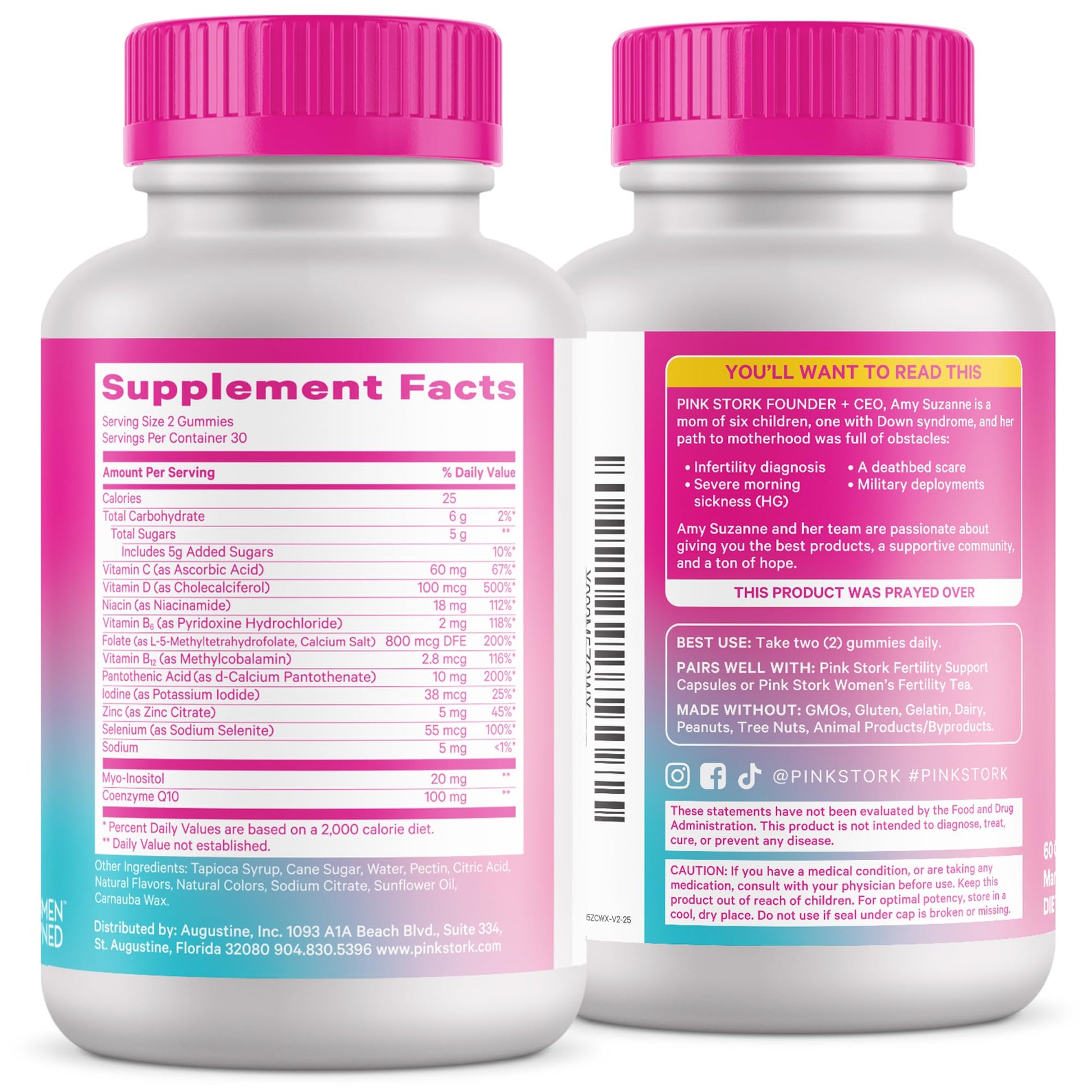 Pink Stork Premium Fertility Gummies | Fertility Supplements for Women with CoQ10, Myo-Inositol + Prenatal Vitamins | Conception Support | Hormone Balance for Women, Ovarian Care - 60 Gummies - Maple Wellness Supplements