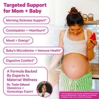 Pink Stork Prenatal Probiotic for Women with 50 Billion CFU | Vitamin B6 & Prebiotics | Pregnancy Probiotics for Morning Sickness | Digestive, Immune, & Gut Health | Vegan & Gluten-Free | 30 Capsules - Maple Wellness Supplements