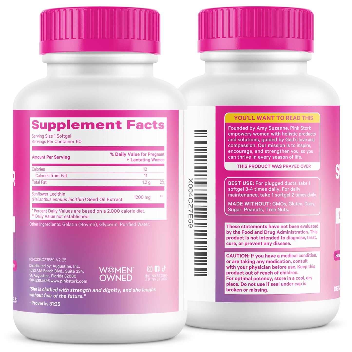 Pink Stork Sunflower Lecithin Supplement - 1200 mg for Clogged Milk Ducts - Breastfeeding Essentials for Postpartum Moms - Maple Wellness Supplements