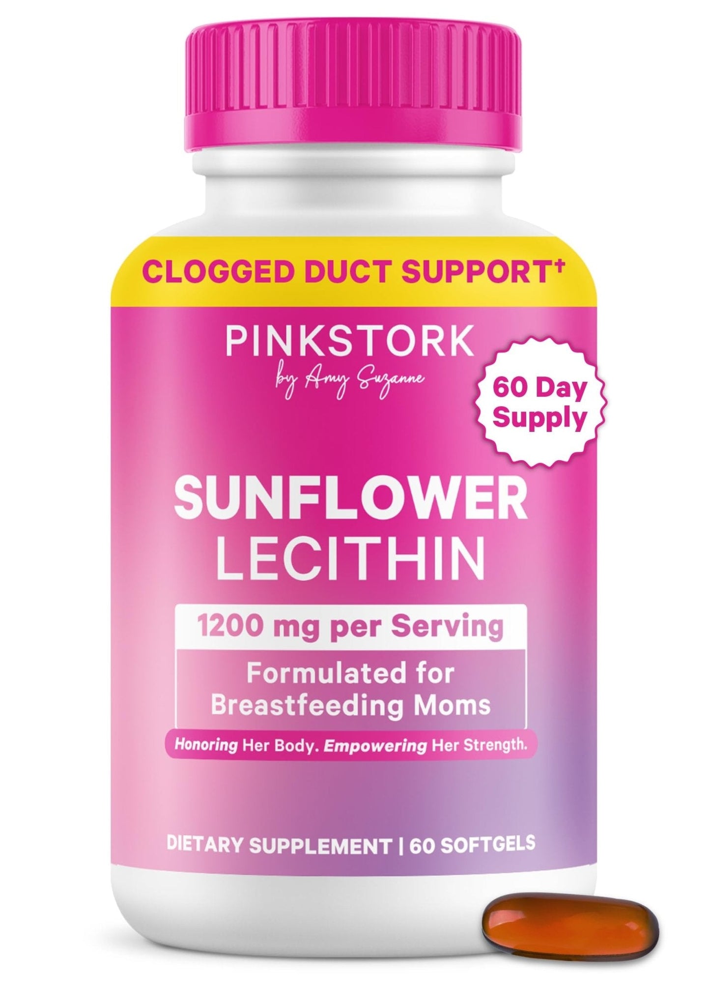 Pink Stork Sunflower Lecithin Supplement - 1200 mg for Clogged Milk Ducts - Breastfeeding Essentials for Postpartum Moms - Maple Wellness Supplements