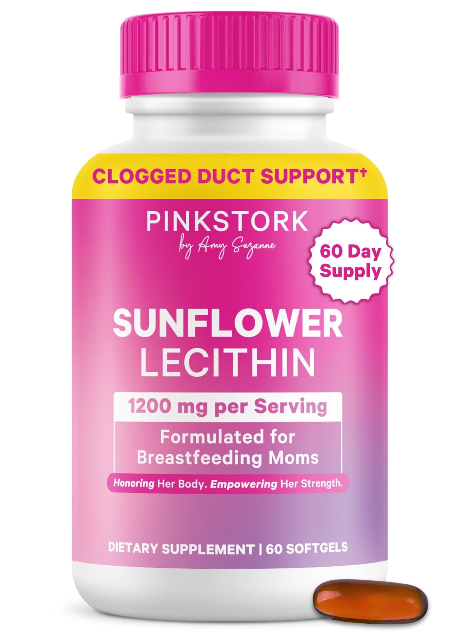 Pink Stork Sunflower Lecithin Supplement - 1200 mg for Clogged Milk Ducts - Breastfeeding Essentials for Postpartum Moms - Maple Wellness Supplements