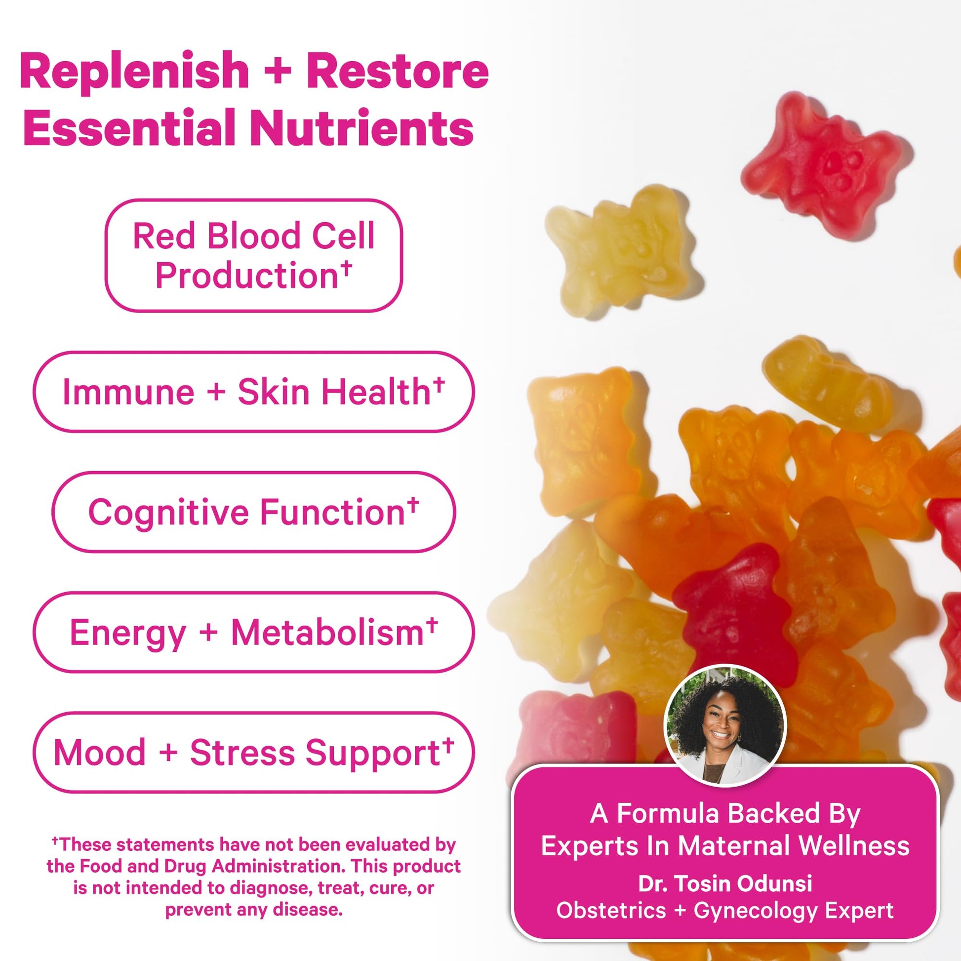 Pink Stork Total Postnatal Vitamin Gummies - Multivitamin for Postpartum Recovery and Lactation Support - Folic Acid, B6, and Vitamin C - Maple Wellness Supplements