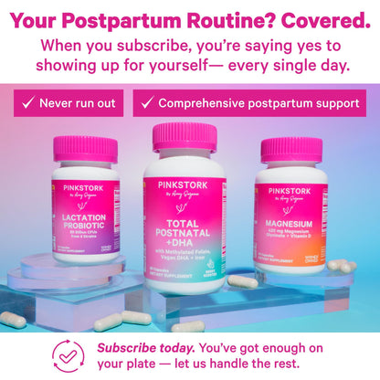 Pink Stork Total Postnatal Vitamins for Women | Vegan DHA, Iron, Folate, B12 | Postpartum Recovery Essentials | Lactation Support for Breastfeeding Moms - Maple Wellness Supplements
