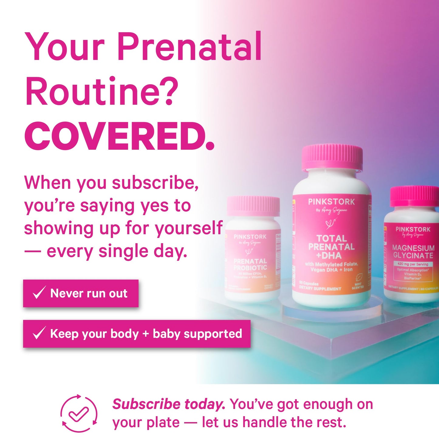 Pink Stork Total Prenatal Vitamins with DHA, Folate, Iron, Choline, and Vitamin B12 - Prenatals for Women to Support Fetal Development, Pregnancy Essentials - Maple Wellness Supplements