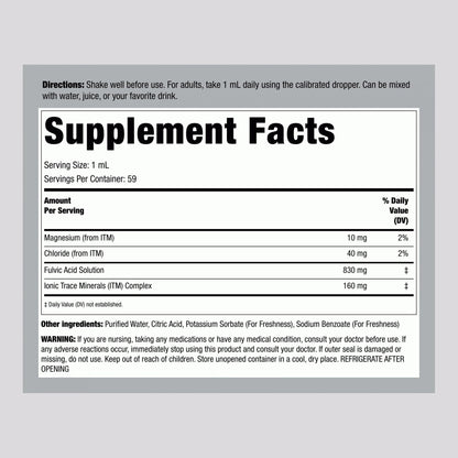 Piping Rock Liquid Fulvic Acid Drops | 2 fl oz | with Trace Minerals | Ionic Supplement | Vegetarian, Non-GMO & Gluten Free - Maple Wellness Supplements