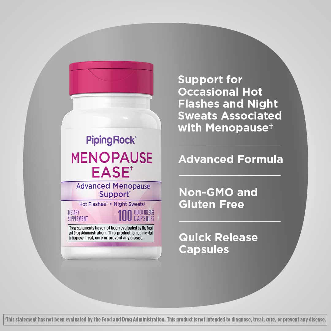 Piping Rock Menopause Ease Supplement | 100 Capsules | Advanced Support for Women | with Black Cohosh and Wild Yam | Non-GMO, Gluten Free - Maple Wellness Supplements