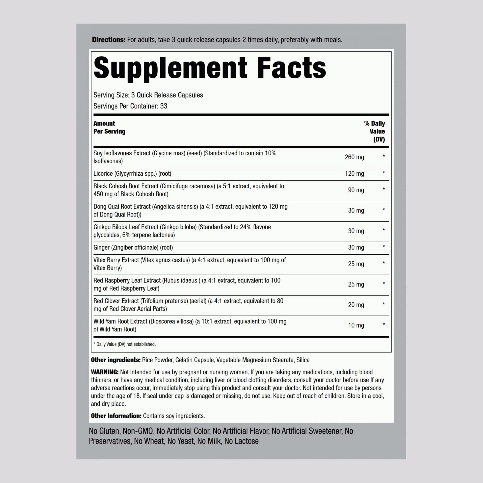 Piping Rock Menopause Ease Supplement | 100 Capsules | Advanced Support for Women | with Black Cohosh and Wild Yam | Non-GMO, Gluten Free - Maple Wellness Supplements