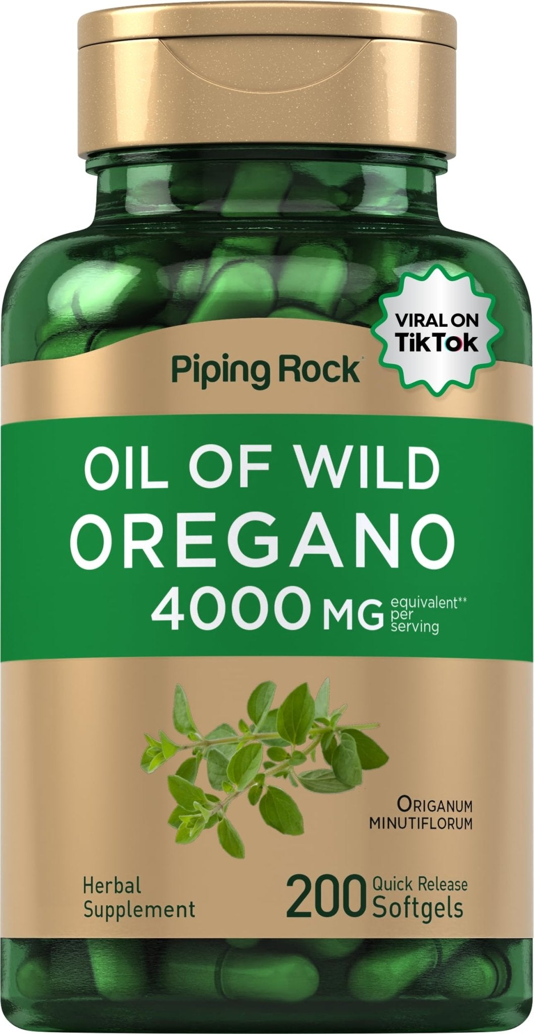 Piping Rock Oregano Oil Softgel Capsules | 200 Pills | Herbal Extract Supplement | Wild Harvested | Non-GMO, Gluten Free - Maple Wellness Supplements