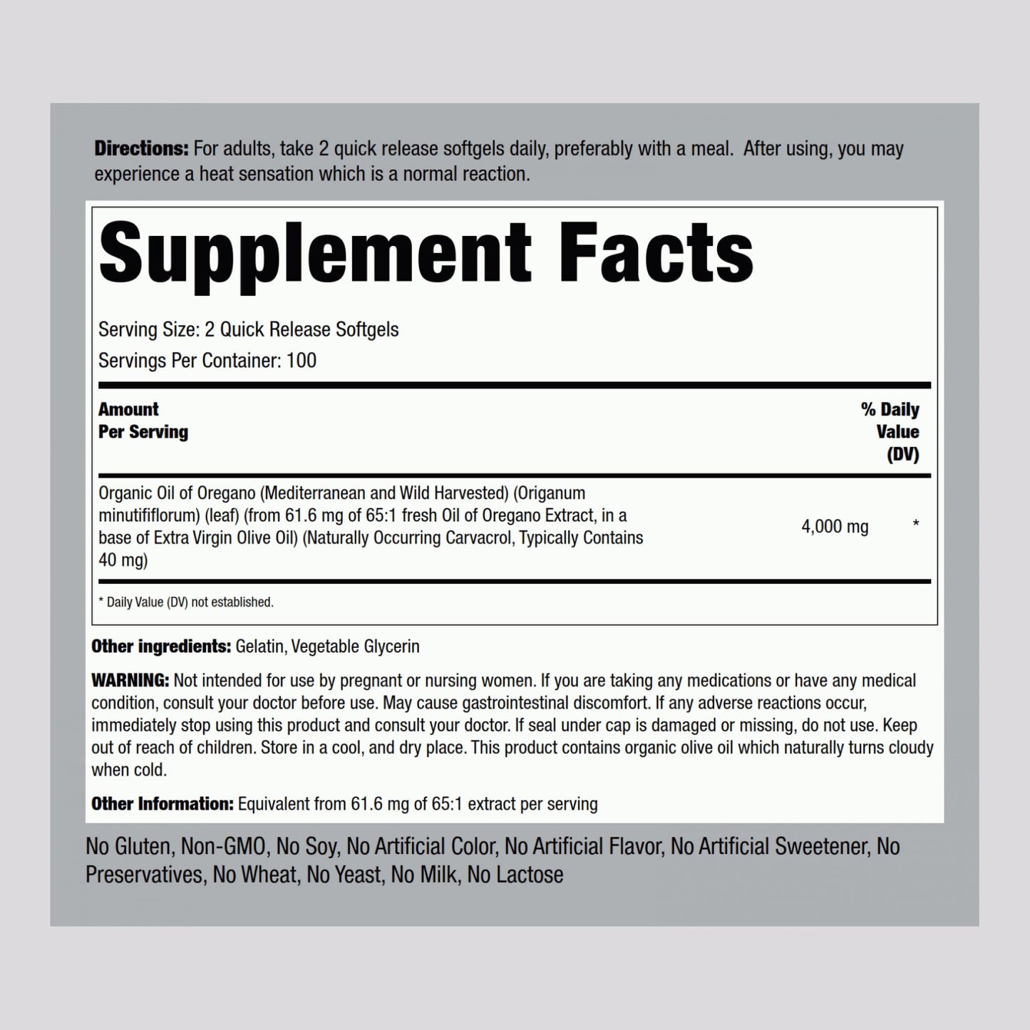 Piping Rock Oregano Oil Softgel Capsules | 200 Pills | Herbal Extract Supplement | Wild Harvested | Non-GMO, Gluten Free - Maple Wellness Supplements