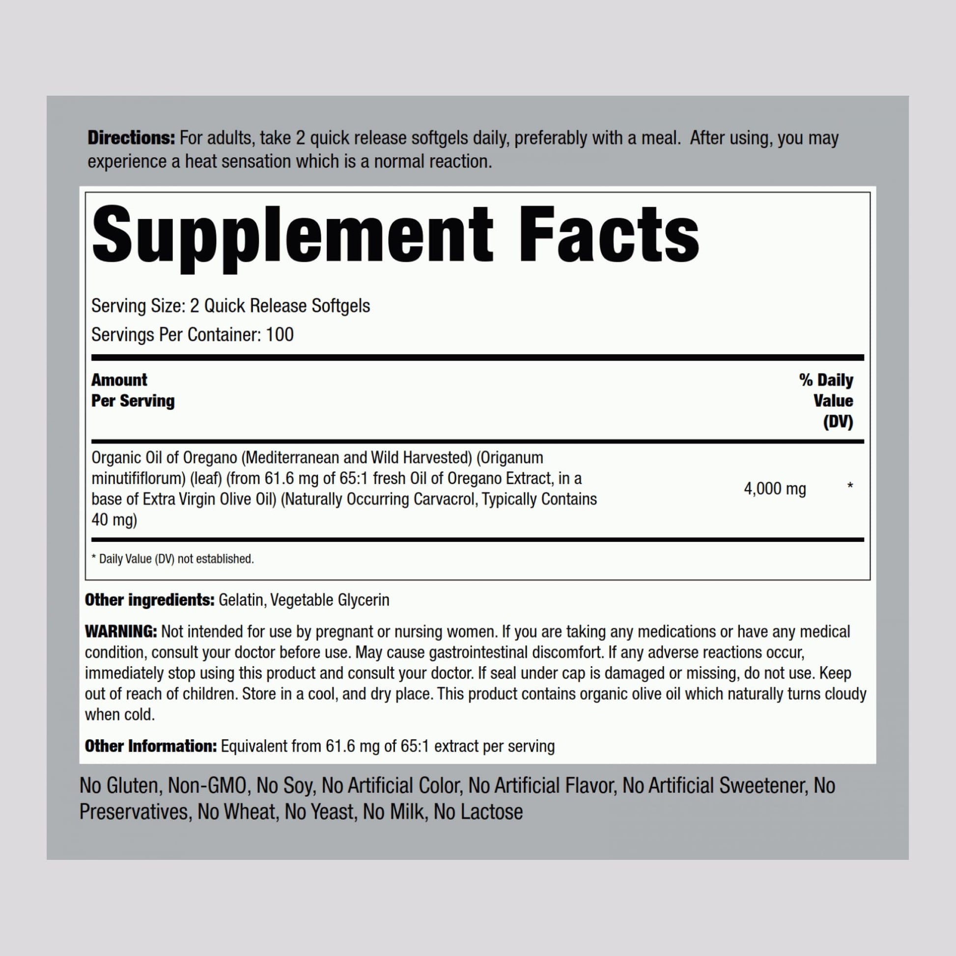 Piping Rock Oregano Oil Softgel Capsules | 200 Pills | Herbal Extract Supplement | Wild Harvested | Non-GMO, Gluten Free - Maple Wellness Supplements