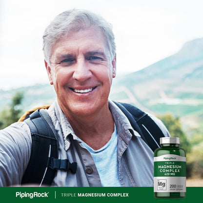 Piping Rock Triple Magnesium Complex | 420 mg | 200 Capsules | Magnesium Oxide, Citrate, and Aspartate Supplement | Non-GMO, Gluten Free - Maple Wellness Supplements