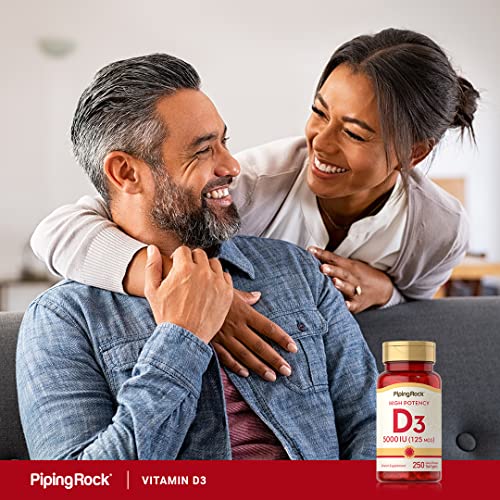 Piping Rock Vitamin D3 5000 IU | 250 Softgels | High Potency Supplement | Non-GMO - Maple Wellness Supplements