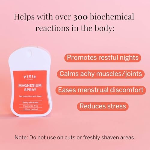 Pixie Pure Magnesium Spray 1.35oz – USP Grade – Fast-Absorbing Topical Relief for Body Aches, Sleep & Menstrual Discomfort – Travel Size & Non-Toxic for Feminine Care - Maple Wellness Supplements