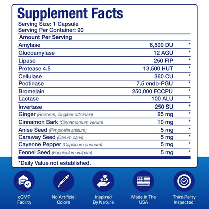 Plant Based Multi Digestive Enzymes Supplement - Clinically Formulated Digestion Supplement with Soothing Herbs and Enzymes for Women and Men - Maple Wellness Supplements
