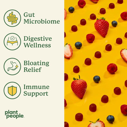 Plant People WonderBiome 2-in-1 Prebiotic + Probiotic Gummies – Zero-Sugar Vegan Digestive Health & Bloating Relief – 5 Billion CFU Bacillus Subtilis DE111 + Artichoke & Chicory – 60 Count - Maple Wellness Supplements