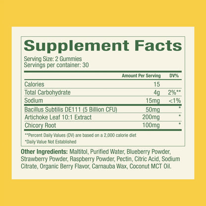 Plant People WonderBiome 2-in-1 Prebiotic + Probiotic Gummies – Zero-Sugar Vegan Digestive Health & Bloating Relief – 5 Billion CFU Bacillus Subtilis DE111 + Artichoke & Chicory – 60 Count - Maple Wellness Supplements