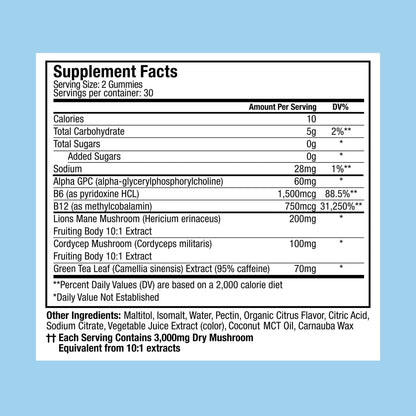 Plant People WonderFocus Mushroom Gummies with Lion’s Mane & Cordyceps - Nootropic Brain Supplement Boosts Memory, Focus, Energy & Mood in Adults | No Sugar, 100% Vegan, Citrus Flavor, 60 Count - Maple Wellness Supplements