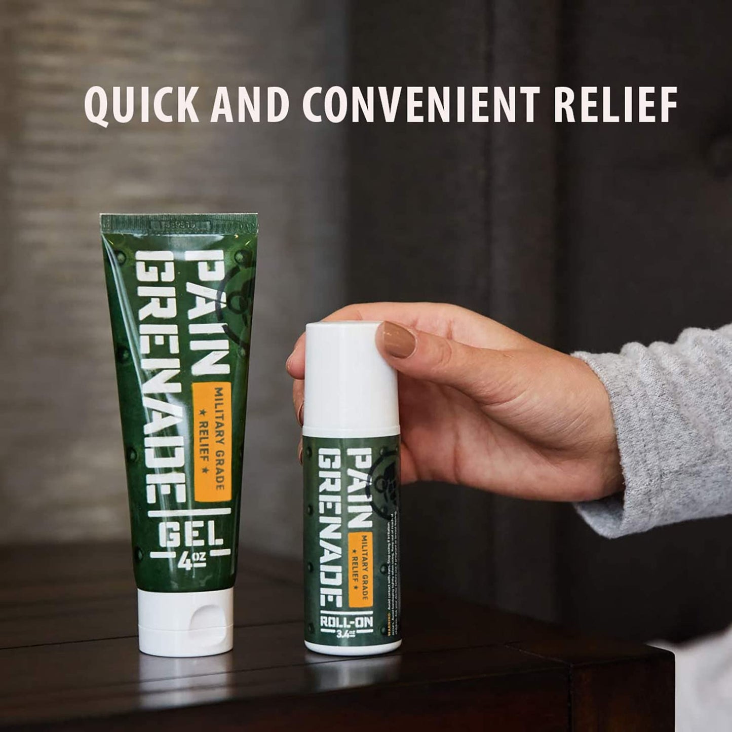 Plant Powered Roll-On Gel by Pain Grenade - Cooling and Warming Gel with Arnica, Menthol, Camphor, Glucosamine, and Other All Natural Botanicals - 3 - Pack - Maple Wellness Supplements