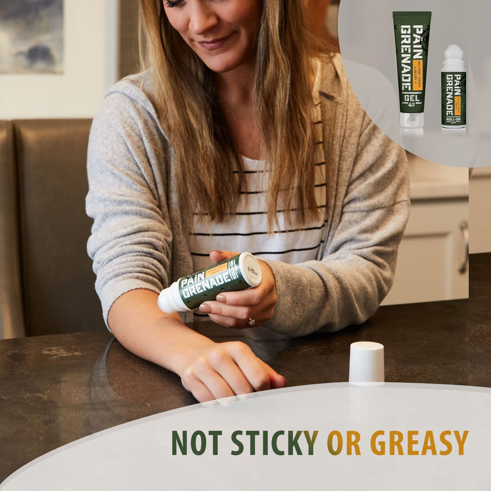 Plant Powered Roll-On Gel by Pain Grenade - Cooling and Warming Gel with Arnica, Menthol, Camphor, Glucosamine, and Other All Natural Botanicals - 3 - Pack - Maple Wellness Supplements
