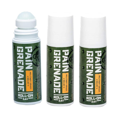 Plant Powered Roll-On Gel by Pain Grenade - Cooling and Warming Gel with Arnica, Menthol, Camphor, Glucosamine, and Other All Natural Botanicals - 3 - Pack - Maple Wellness Supplements