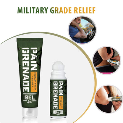 Plant Powered Roll-On Gel by Pain Grenade - Cooling and Warming Gel with Arnica, Menthol, Camphor, Glucosamine, and Other All Natural Botanicals - 3 - Pack - Maple Wellness Supplements