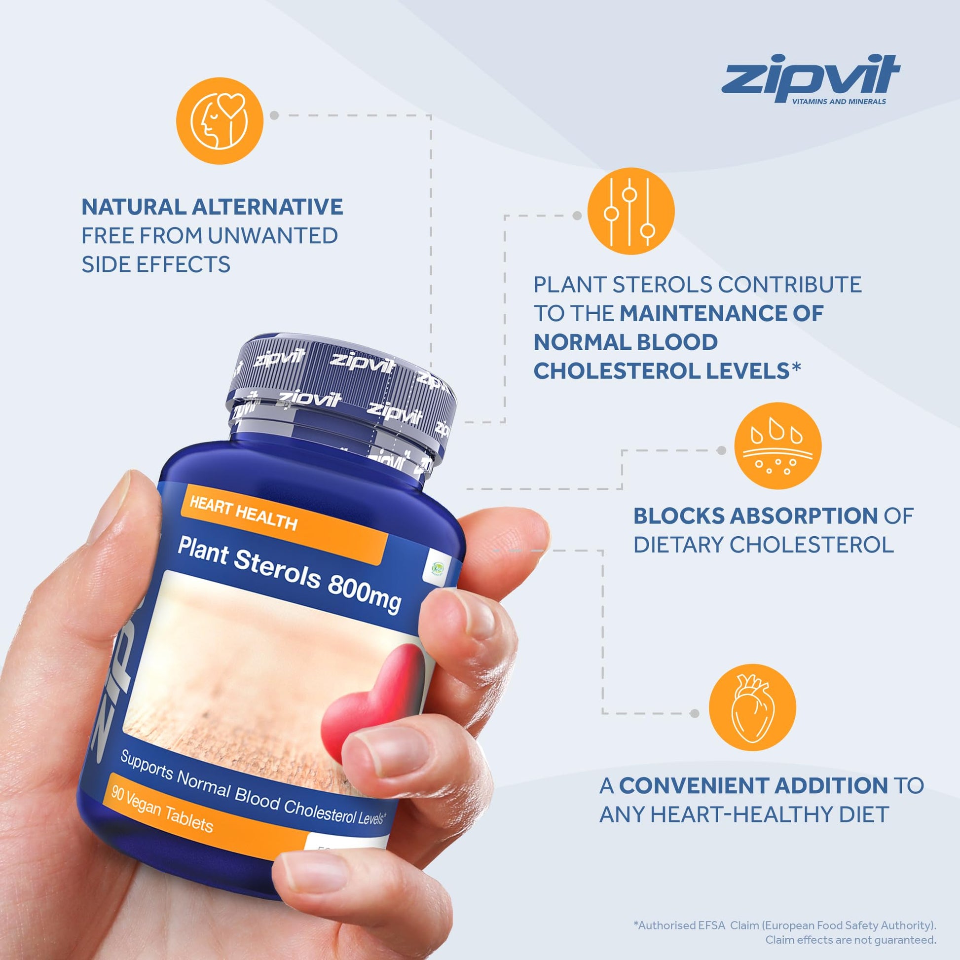 Plant Sterols High Strength 800mg, 90 Vegan Tablets, Supports and Helps Lower - Maple Wellness Supplements