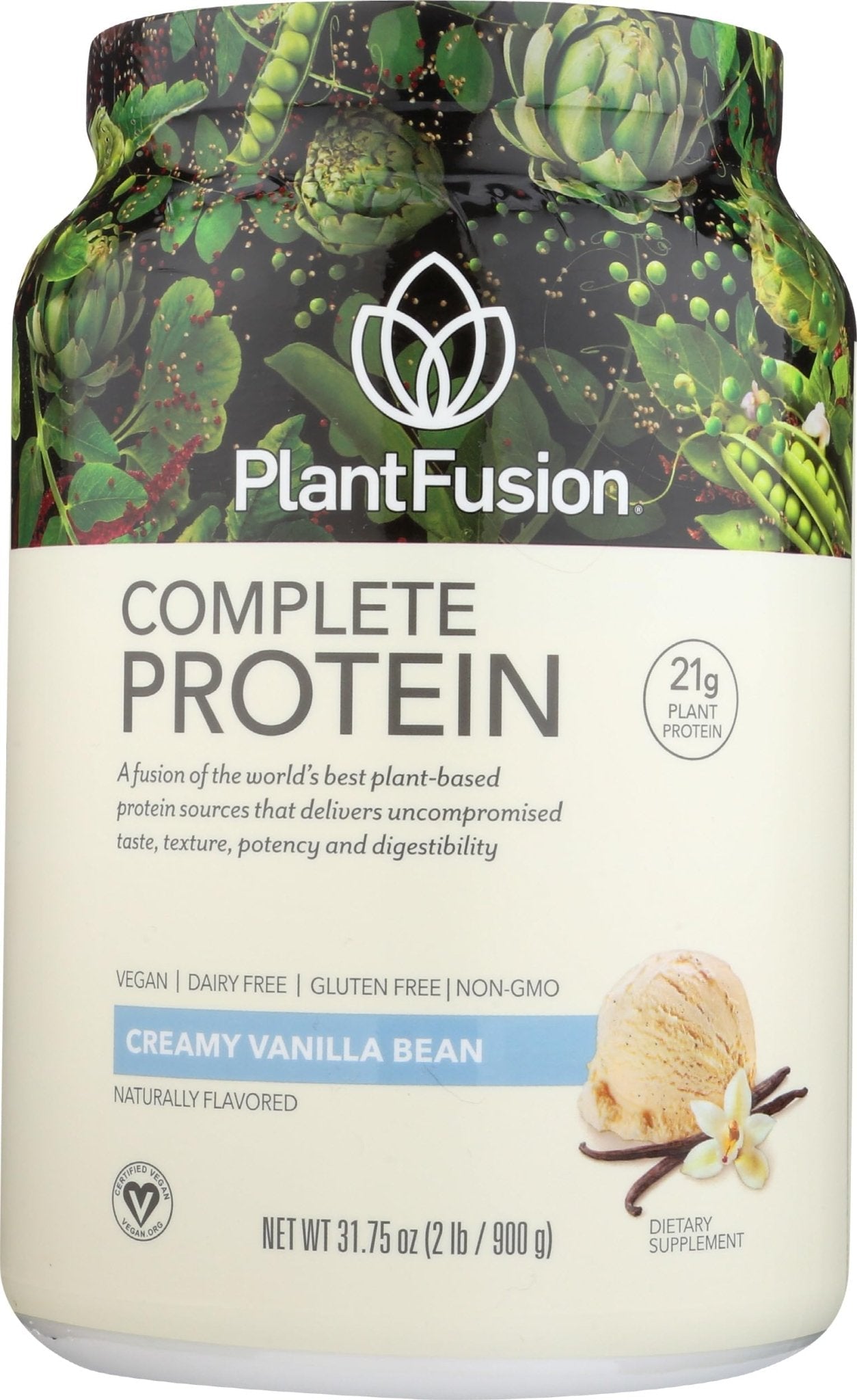 PlantFusion Complete Vegan Protein Powder - Plant Based Protein Powder With BCAAs, Digestive Enzymes and Pea Protein - Keto, Gluten Free, Soy Free, Non-Dairy, No Sugar, Non-GMO - Vanilla Bean 2 lb - Maple Wellness Supplements