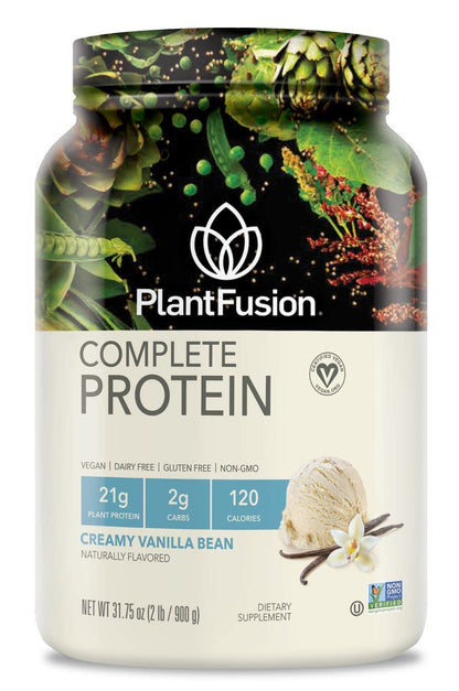 PlantFusion Complete Vegan Protein Powder - Plant Based Protein Powder With BCAAs, Digestive Enzymes and Pea Protein - Keto, Gluten Free, Soy Free, Non-Dairy, No Sugar, Non-GMO - Vanilla Bean 2 lb - Maple Wellness Supplements