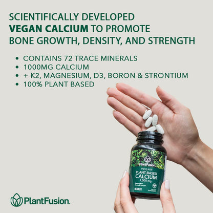 PlantFusion Vegan Calcium, Premium Plant Based Calcium (1000mg) Sourced from Icelandic Red Algae, Plus Magnesium, D3, K2 - Maple Wellness Supplements