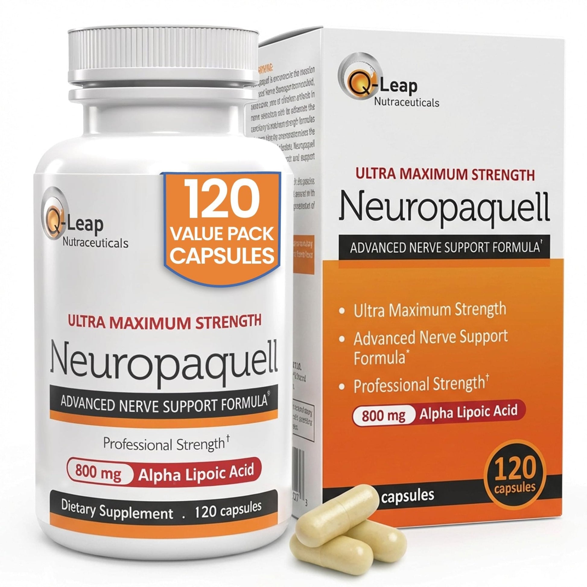 Platinum Health Alpha Lipoic Acid for Neuropathy Nerve Pain Support, Supplement, B Vitamins, L Arginine, All Natural Maximum Strength Neuropaquell for Discomfort in Feet, Hand, Toes,120 Capsules,800mg - Maple Wellness Supplements