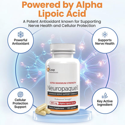 Platinum Health Alpha Lipoic Acid for Neuropathy Nerve Pain Support, Supplement, B Vitamins, L Arginine, All Natural Maximum Strength Neuropaquell for Discomfort in Feet, Hand, Toes,120 Capsules,800mg - Maple Wellness Supplements
