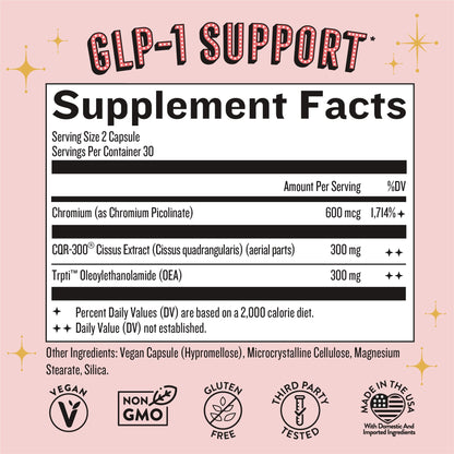 Plus Supplement for Weight Management Appetite Control for Women w Trpti OEA, CQR-300 & Chromium, Supports Natural Fullness Signals & Hunger, Metabolism Support Supplement Legendairy Milk 1-Pack - Maple Wellness Supplements