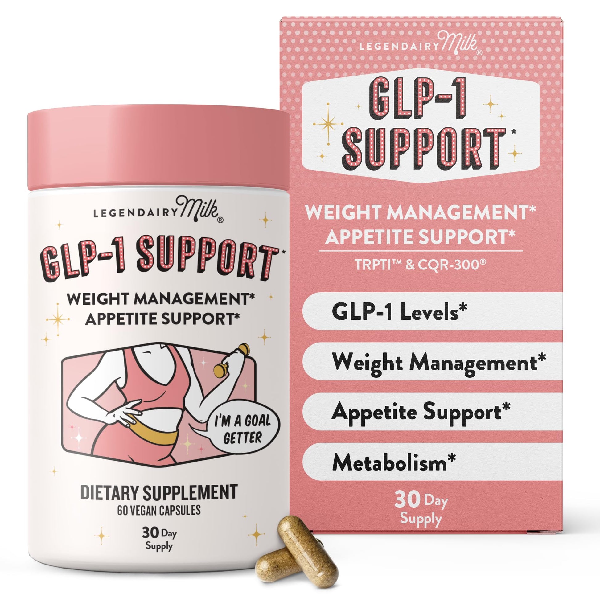 Plus Supplement for Weight Management Appetite Control for Women w Trpti OEA, CQR-300 & Chromium, Supports Natural Fullness Signals & Hunger, Metabolism Support Supplement Legendairy Milk 1-Pack - Maple Wellness Supplements