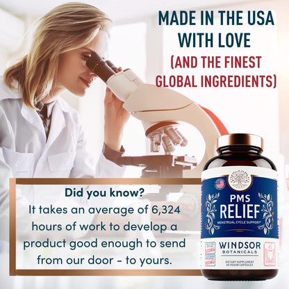 PMS Support Supplement for Women with Chasteberry, Maca Root, Ashwagandha - Period Relief, Bloating Relief for Women, Mood Support, Hormone Balance Herbal Supplements - 30 Day, 60 Vegan Capsules - Maple Wellness Supplements