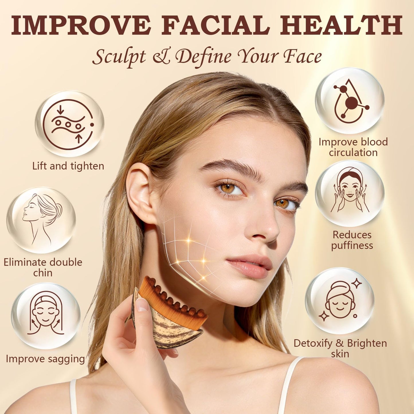 Pnctho 2026 New 2 Pcs Lymphatic Contour Face Brush,Lymphatic Drainage Massager for Chin & Neck, Jawline & Neck Lymphatic Massage Brush for Contouring, De-Puffing & Smoother Skin, Skin Firming 2 Pack - Maple Wellness Supplements