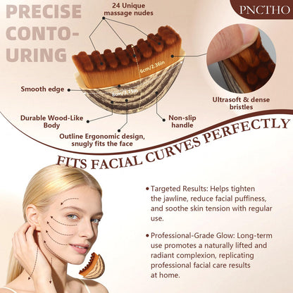 Pnctho 2026 New 2 Pcs Lymphatic Contour Face Brush,Lymphatic Drainage Massager for Chin & Neck, Jawline & Neck Lymphatic Massage Brush for Contouring, De-Puffing & Smoother Skin, Skin Firming 2 Pack - Maple Wellness Supplements