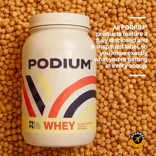 Podium Nutrition, Whey Protein Powder, Peanut Butter Crunch, 22 Servings, 27g of Whey - Maple Wellness Supplements
