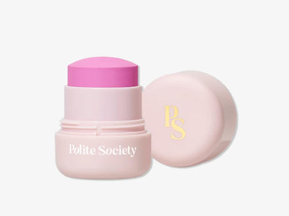 Polite Society Polite Pops Powder Blush Stick, Hybrid Cream to Powder Formula, Buildable Color with Coastal Plant and Vitamin E, Los Angeles cool pink - Maple Wellness Supplements
