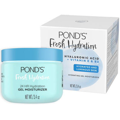POND’S Fresh Hydration Gel Moisturizer – 24 HR Hydration with Vitamin E, Hyaluronic Acid & Vitamin B3 – Alcohol & Oil - Maple Wellness Supplements