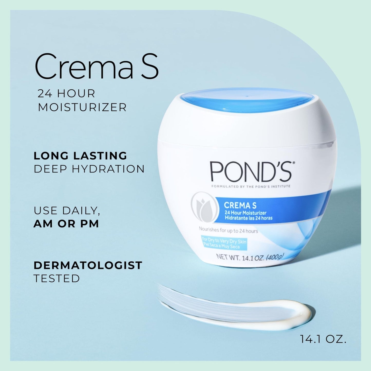 Pond's Nourishing Moisturizing Cream, Crema S, Fragrance Free, Ivory, 14.1 Oz - Maple Wellness Supplements