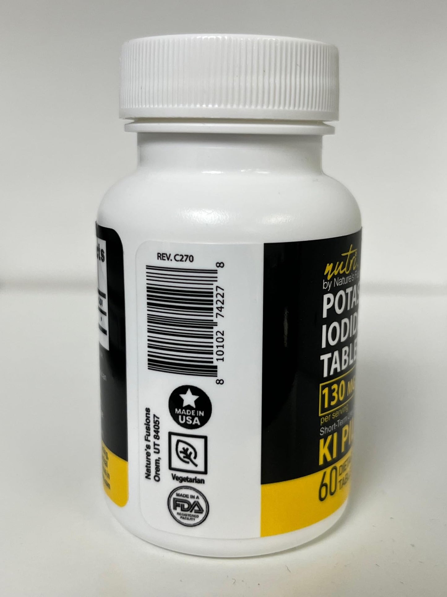 Potassium Iodide Tablets 130 mg - (60 Tablets) 10 Year Shelf-Life EXP 2034 to 2035 - Ki Pills - Yoduro de potasio - Nutri Supplements - 3rd Party Tested - Maple Wellness Supplements